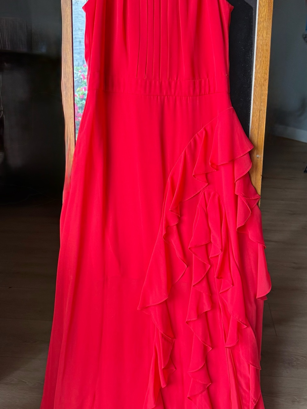Betsy & Adam Bold Red Ruffled Maxi dress - Picture 2 of 8